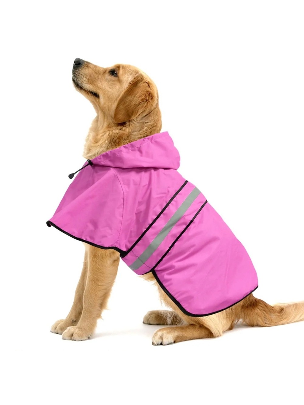 Pink Reflective Hooded Dog Raincoat